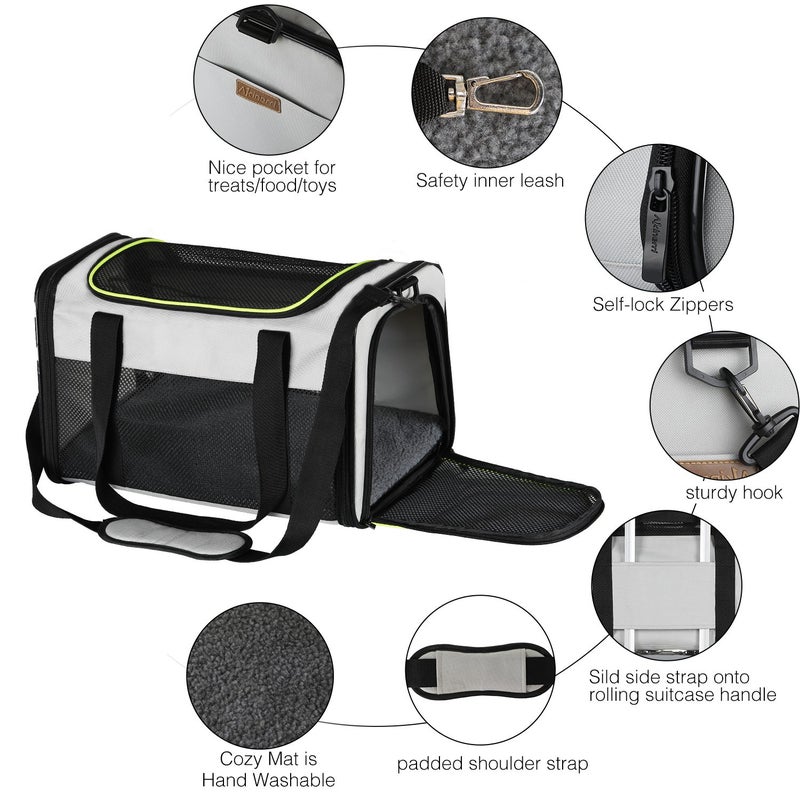 Akinerri Cat Carrier - Portable Foldable Dog Pet Carrier, Soft-Sided Pet Bag up to 15 Lbs, Airline Approved Travel Puppy Carrier - Image 4
